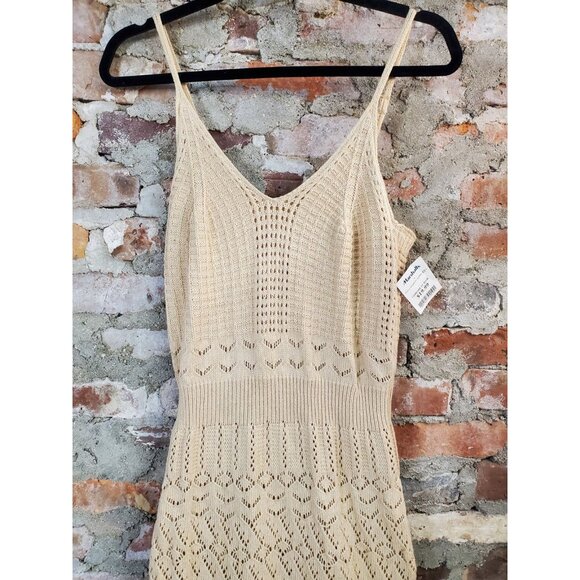 NWT Freshman 1996 Cream Crochet V-Neck Maxi Dress Size M Y2K Spring Summer - Picture 2 of 3